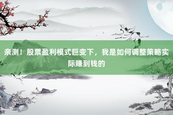 亲测！股票盈利模式巨变下，我是如何调整策略实际赚到钱的