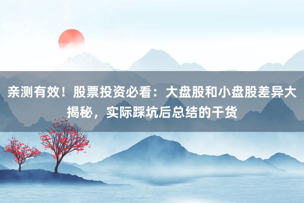 亲测有效！股票投资必看：大盘股和小盘股差异大揭秘，实际踩坑后总结的干货