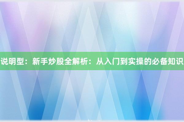 说明型：新手炒股全解析：从入门到实操的必备知识