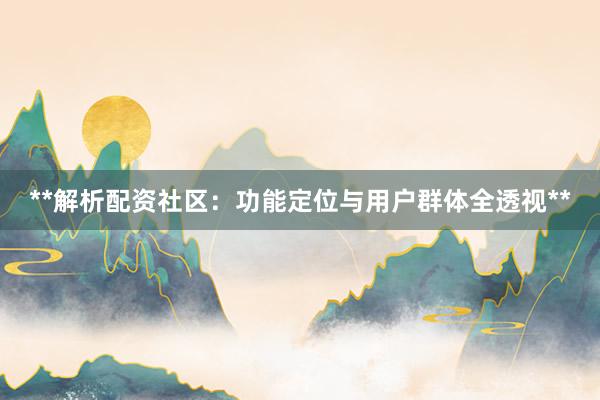 **解析配资社区：功能定位与用户群体全透视**