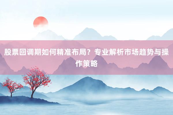 股票回调期如何精准布局？专业解析市场趋势与操作策略