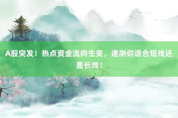 A股突发！热点资金流向生变，速测你适合短线还是长线！