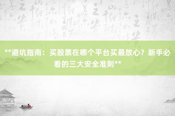 **避坑指南:买股票在哪个平台买最放心?新手必看的三大安全准则**