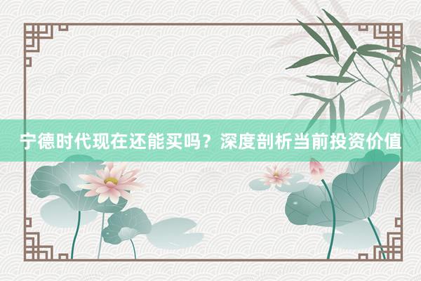 宁德时代现在还能买吗？深度剖析当前投资价值