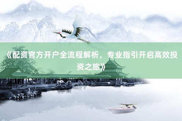 《配资官方开户全流程解析,专业指引开启高效投资之旅》