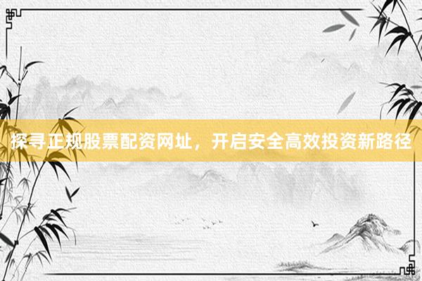 探寻正规股票配资网址，开启安全高效投资新路径