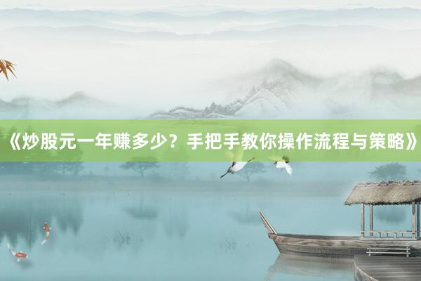 《炒股元一年赚多少？手把手教你操作流程与策略》
